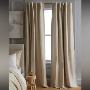 Quince 96x108 European Linen Room Darkening Curtain in Flax